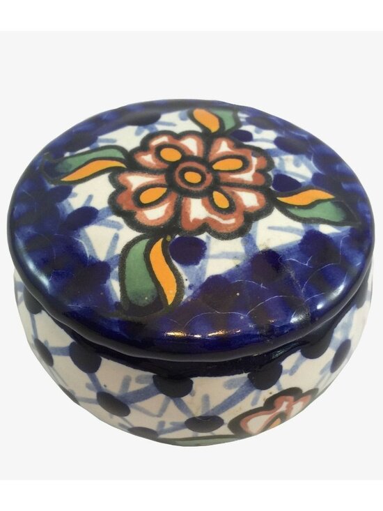 unknown Other - Traditional Design Multi-color Trinket or Dresser Box Made in Mexico 3.5" x 2"
